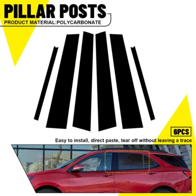 Accesorios para molduras de puerta de poste de pilar negro brillante para Chevrolet Equinox 2018-2024 Foto 1 de 4