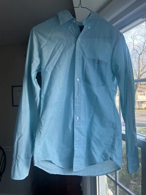 J CREW Aquqmarine Azul Verdoso Niños XS Slim Bolsillo Algodón Camisa Abotonada Foto 1 de 4
