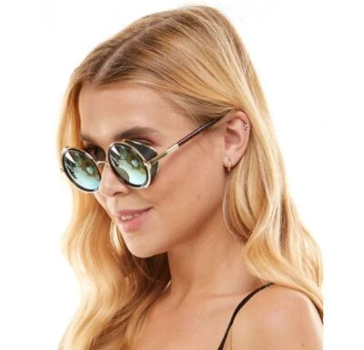 Steampunk Circle Sunglasses Reflective Lenses Costume Masquerade Mask Accessory - Image 1 of 4