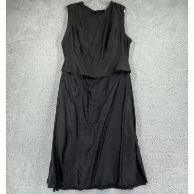 Maxi Vestido J Peterman Mezcla Seda Mujer 14 Negro Convertible Camisón Cápsula Foto 1 de 4