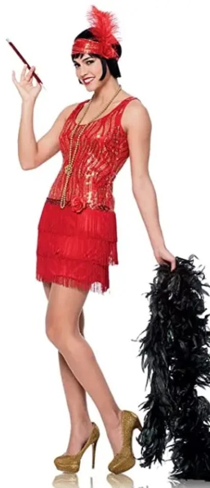 Roaring 20's Broadway Flapper Red Adult Woman's Costume Size M 8-10 (BB) - Image 1 of 1