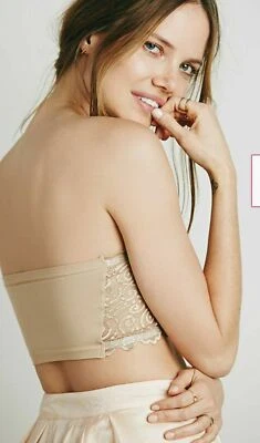 FREE PEOPLE ~ New! NWT Size XS ~ Nude Floral LaceReversible Bandeau Bralette Bra - Image 1 of 2