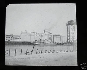 Glass Magic lantern slide FRIGORIFICO LA BLANCA FACTORY C1910 ARGENTINA - Picture 1 of 2