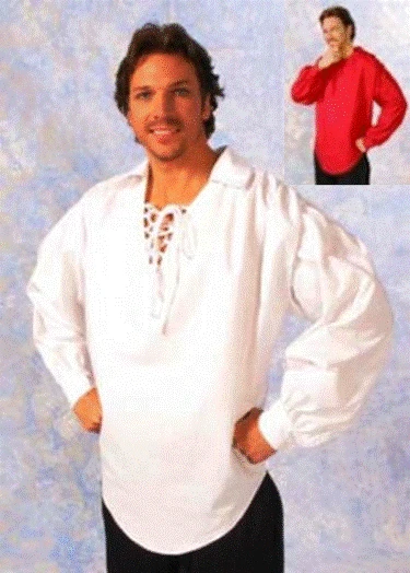 CAMISA DISFRAZ PIRATA RENACIMIENTO COLONIAL ZORRO TRES MOSQUETEROS HOMBRE HOMBRE ROJA  Foto 1 de 1