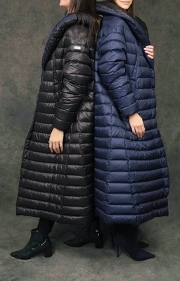 Abrigo acolchado reversible de gran tamaño - azul y negro - The Eight Senses - talla única  Foto 1 de 4