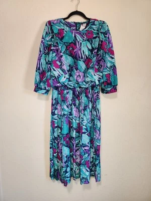Vintage Shelly Michaels Floral Blouson Dress Size 7/8 - Image 1 of 4