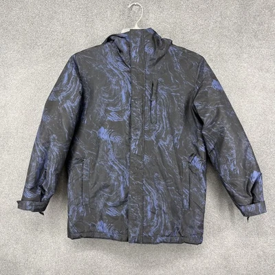 The Children's Place Jacket Boys XL 14 Blue Black Hooded Insulated Puffer Winter - Image 1 of 4
