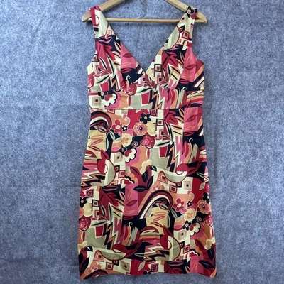 Jessica Howard Dress 12 Bright Bold Artsy Abstract Maximalist Bow Statement - Image 1 of 4
