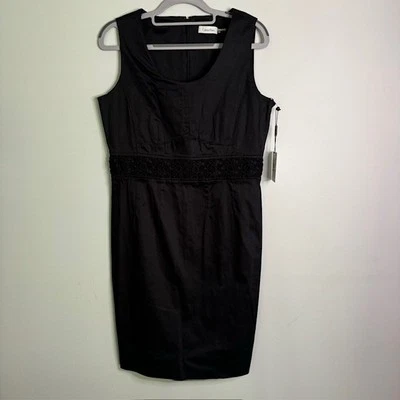 Vestido negro sin mangas para mujer Calvin Klein adorno de ganchillo talla 10 ¡¡NUEVO!!! Foto 1 de 4