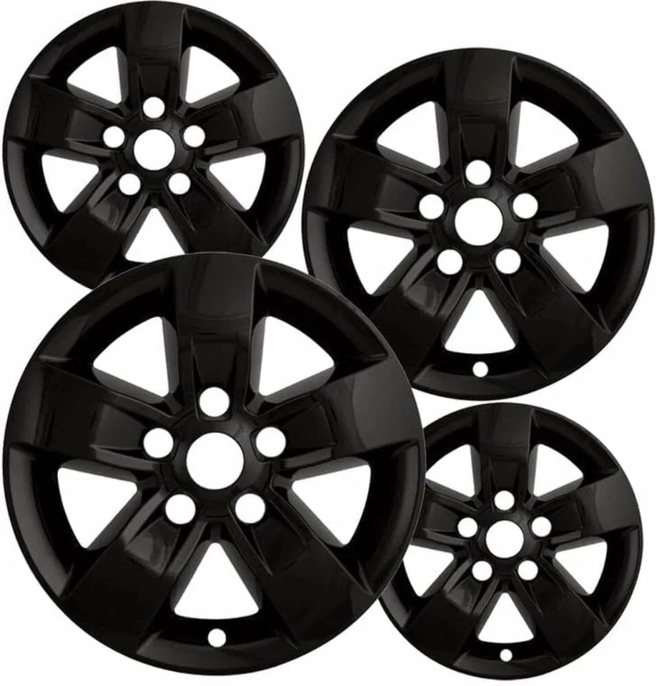 4件套光泽黑色17英寸冒名顶替轮皮适用于13-18 Ram 1500轮辋盖 — 第 1/2 张图片