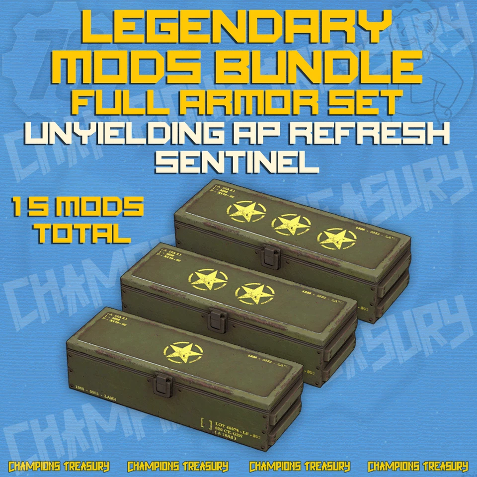 FALLOUT 76 PC LEGENDARY MODS FULL ARMOR SET UNYIELDING POWERED SENTINEL'S - Image 1 of 1