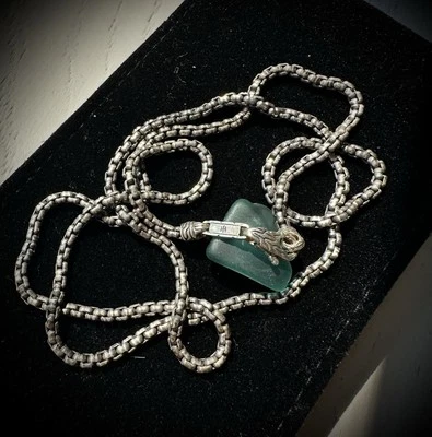 "Collar John Hardy 24"" 2,5 mm cadena de caja de plata de ley oscura con cierre texturizado"  Foto 1 de 4