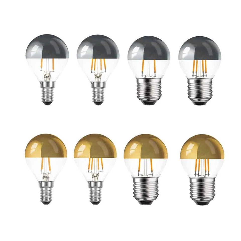 10 x LED Filament Leuchtmittel Tropfen Kopfspiegel Silber/Gold 2W/4W E14/E27 - Bild 1 von 1
