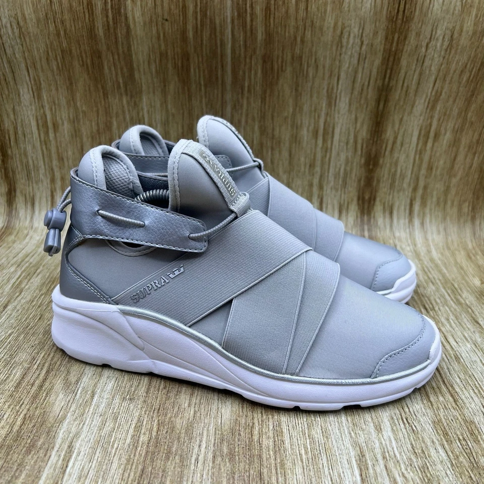 Supra Anevay Para Mujer Talla 7 Gris Blanco Medio Top Zapatos de Skate Tenis Foto 1 de 4
