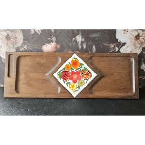 Vintage Made in Japan Cottagecore MCM Käse Snack Tablett - Fliese & Holz - Maison Int - Bild 1 von 7