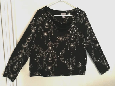 Blusa Mujer Chicos 2 L 12 Cachemira Negra Gris Camisa Top Manga Larga Boho Oficina Foto 1 de 4