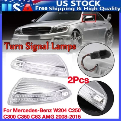 Lámpara de señal de giro de espejo lateral 2 piezas para Mercedes Benz C250 C300 C350 C63 AMG 08-15 Foto 1 de 4