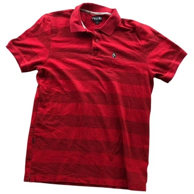Volcom Mens Polo Shirt Medium Striped Casual Lightweight Short Sleeve Red Y2K - Image 1 of 4