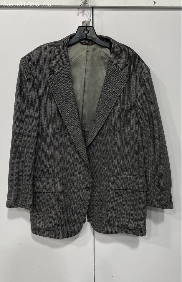 Cricketeer Frederick & Nelson Mens Gray Herringbone Pure Wool Suit Jacket - Image 1 of 4