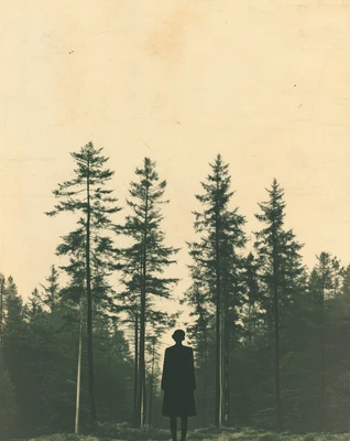 Póster minimalista silueta de bosque arte de pared naturaleza - 12X16/16X20/18X24/24X36 Foto 1 de 4