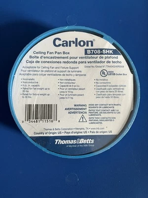Carlon 8 cu. in. PVC Shallow New Work Electrical Ceiling Box - Image 1 of 2