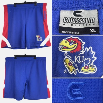 Colosseum Mens XL (46 in Waist) Blue Kansas Jayhawks Knit Basketball Sweatshorts - Image 1 of 4