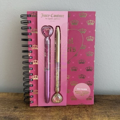 New Juicy Couture Spiral Notebook Journal Heart Pens Set Stationery Pink Gold - Image 1 of 3