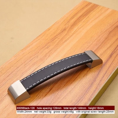 127mm PU Leather Wardrobe Handle Drawer Knob Furniture Fitting Easy Install Foto 1 de 2