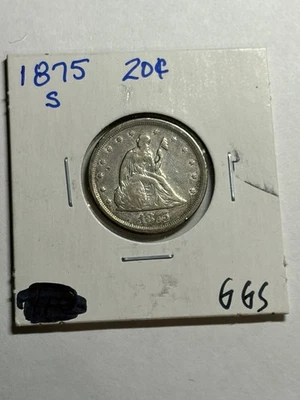 1875 S Twenty Cent Piece Nice XF Details US 20c Tough Type Coin - Image 1 of 4