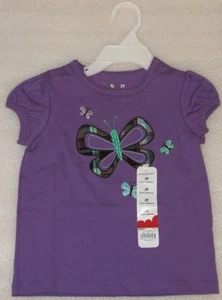 NWT Girls Purple Embroidered Butterfly T-Shirt Sz 3T 4T - Picture 1 of 6
