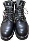 LOUIS VUITTON Lace Up High Cut Boots Leather Patch Accent Shoes Black Mens size9