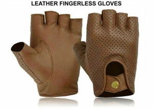 Half Finger Cycling Gloves Bus Driving Wheelchair Fingerless Bike Leather Gym UK - Picture 1 of 8