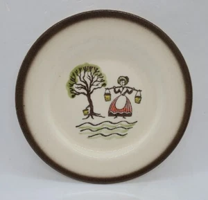 Vtg Poppytrail by Metlox Side Plate Maple Tree Girl w Buckets 6.25in D Calif USA - Picture 1 of 3