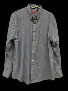 Herren IZod Large Button Down Kariert Blau Bügelfrei Stretch Langarm - Bild 1 von 16