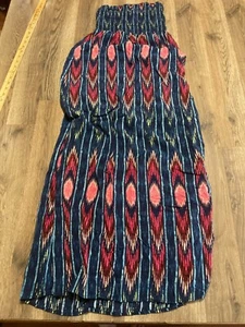 Mudd Dress, Youth Medium, Red Blue Orange Striped Strapless Dress 45" Length - Picture 1 of 6