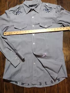 Monarchy Collection Men's Western Embroidered Shirt Blue Size M - Picture 1 of 7