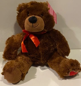 Animal Adventure Valentine Scented Teddy Bear Heart Stuffed Plush 14" Brown Red - Picture 1 of 12