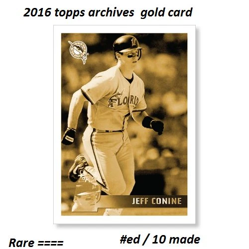 JEFF CONINE Marlins Star #ed/10 MADE 2016 Topps Archives 65th Anniver 5X7 GOLD - Image 1 of 1