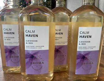 4 (FOUR) Calm LAVENDER & IRIS 10oz WASH & FOAM BATH Aroma Bath and Body Works - Image 1 of 2