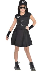 SWAT Cop Child's Costume Halloween Fancy Dress Girls Size Small 4-6 NEW Black - Picture 1 of 6