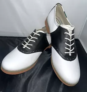 Scarpe da sella Eastland donna 9 Sadie Oxford bianche e nere in pelle memory foam - Foto 1 di 14