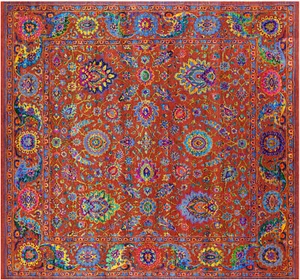 8' 1" X 8' 9" Square Traditional Handmade Wool & Silk Rug - Q20105 - Picture 1 of 10