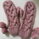 Women?S Whool Knit Winter Gloves Knot Design Pom Pom?S Mittens Warm