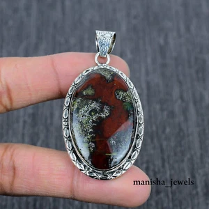 Dragon Blood Jasper Gemstone 925 Sterling Silver Handmade Pendant Jewelry ME-51 - Picture 1 of 8