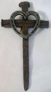 Large Cross Christian Spike Jesus Crucifix Country Western Style Wall Decor 12" - Picture 1 of 5