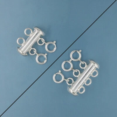 Sterling Silver Layered Necklace Detangler Multi Strand Slide Bar Tube Clasp - Image 1 of 3