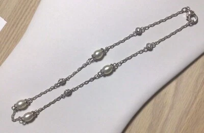 "Collar de estación Judith Ripka de 18"" con bolsa de perlas blancas de ley y Diamonique" Foto 1 de 4