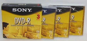 Sony DVD-R 120 Minute 4.7 GB Recordable Blank Media 3 Pack Factory Sealed Cases - Imagen 1 de 6