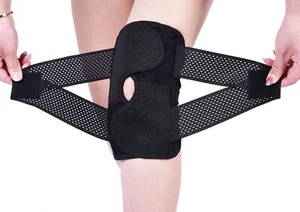 Knee Brace Adjustable Compression Sleeve Meniscus Tear Side Stabilizers Black M - Picture 1 of 6