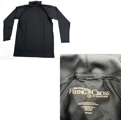 MEDIUM BLACK FLYING CROSS L/S BASE LAYER SHIRT  TURTLENECK STRETCH X57510 - Image 1 of 2